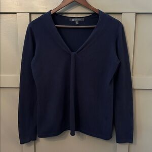 Title Nine V-Neck Pullover Sweater Navy Blue Size Large